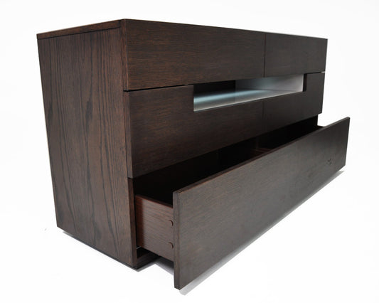 Modrest Ceres Contemporary Brown Oak and Grey Dresser with LED Light