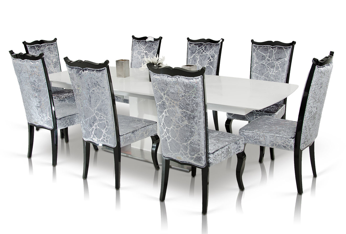 A&X Centro Modern White Crocodile Dining Table