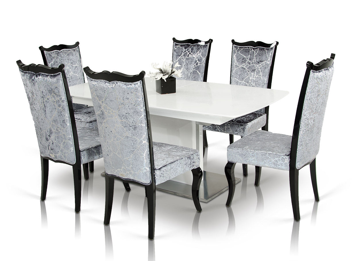 A&X Centro Modern White Crocodile Dining Table