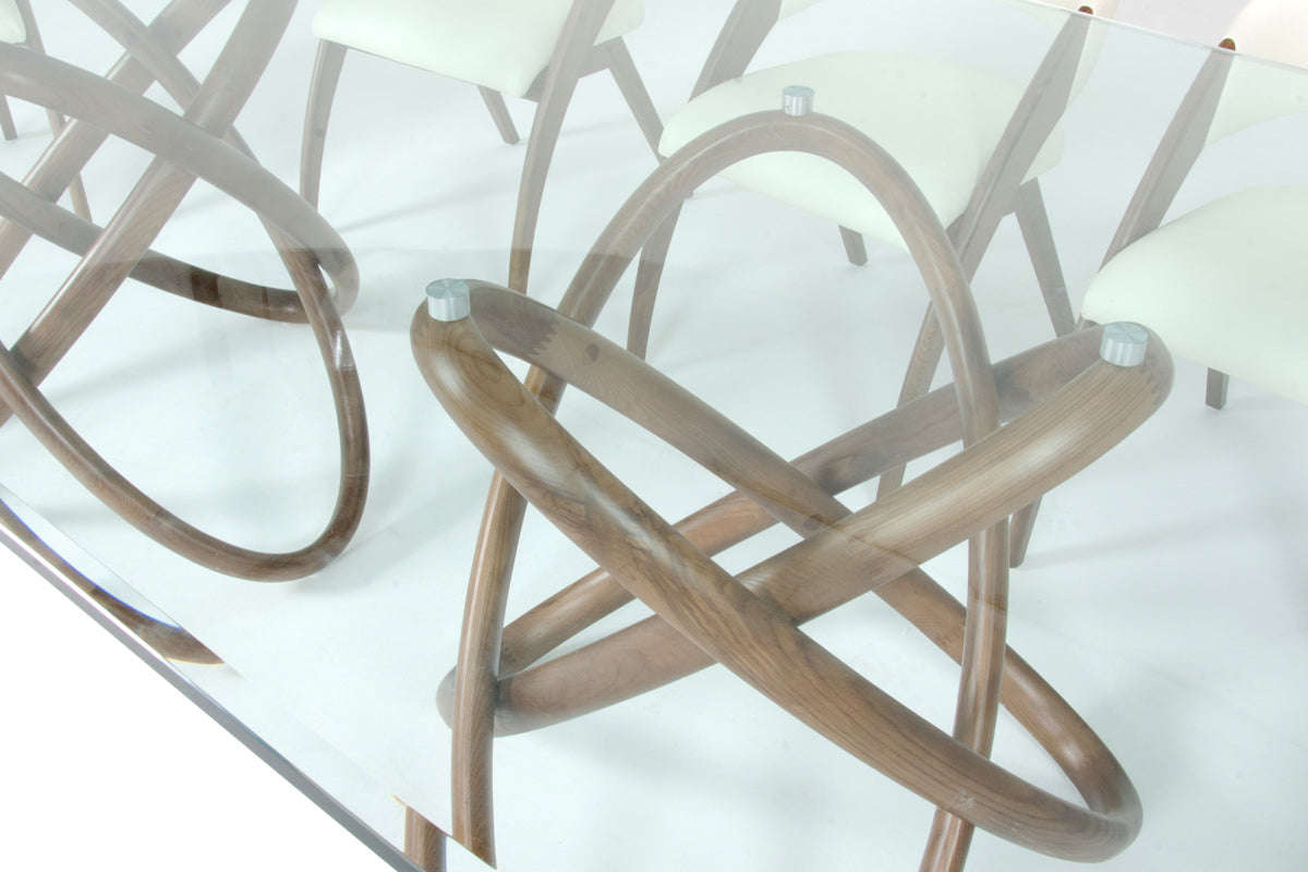 Modrest Mason Modern Glass and Walnut Dining Table