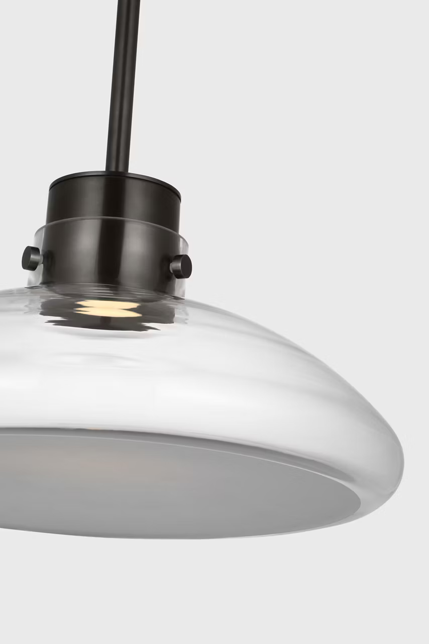 modern bronze pendant light with clear glass shade Morgan 16 by Visual Comfort LED