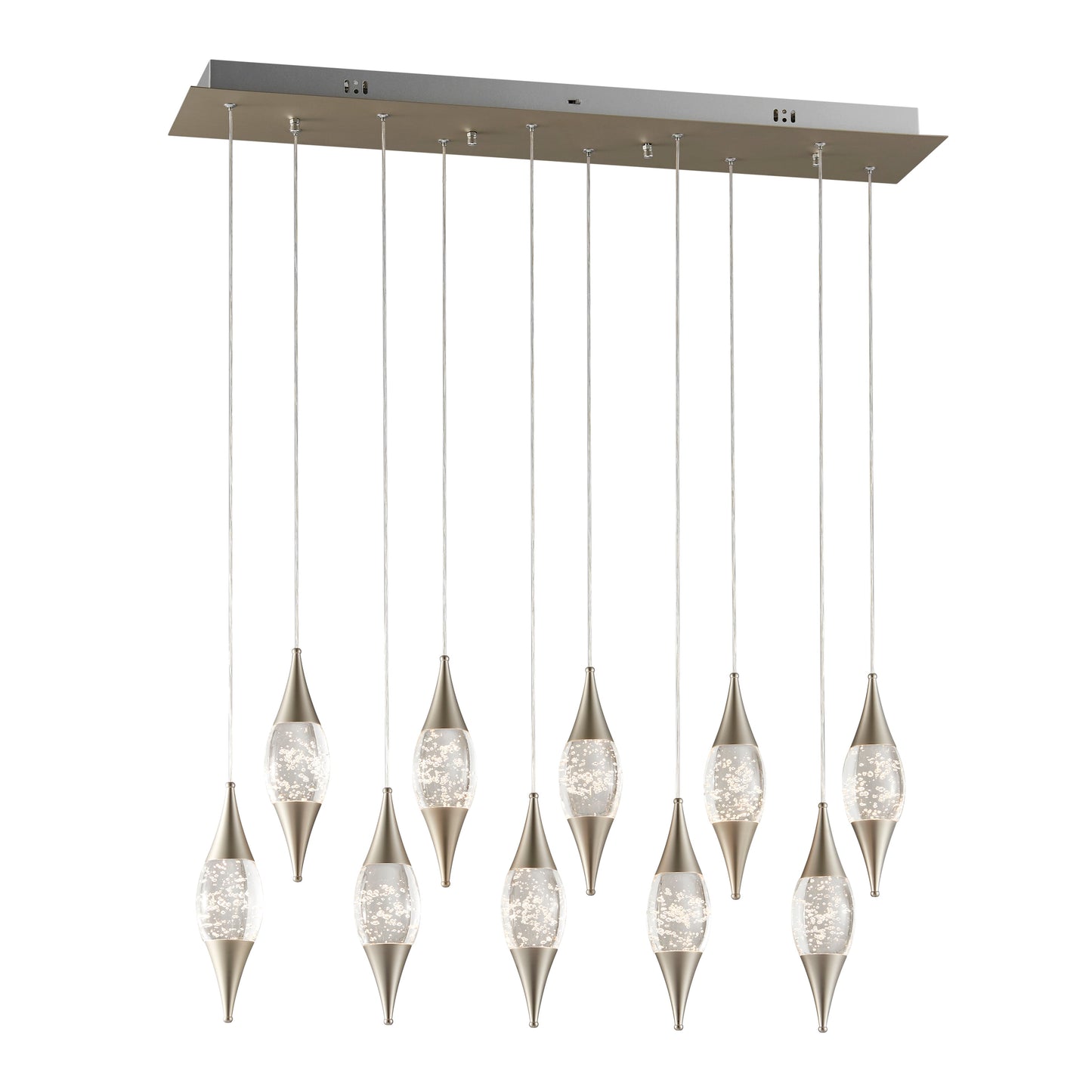 Shinny Teardrops Rectangular Chandelier Matte Nickel by Finesse Decor CH-640-10