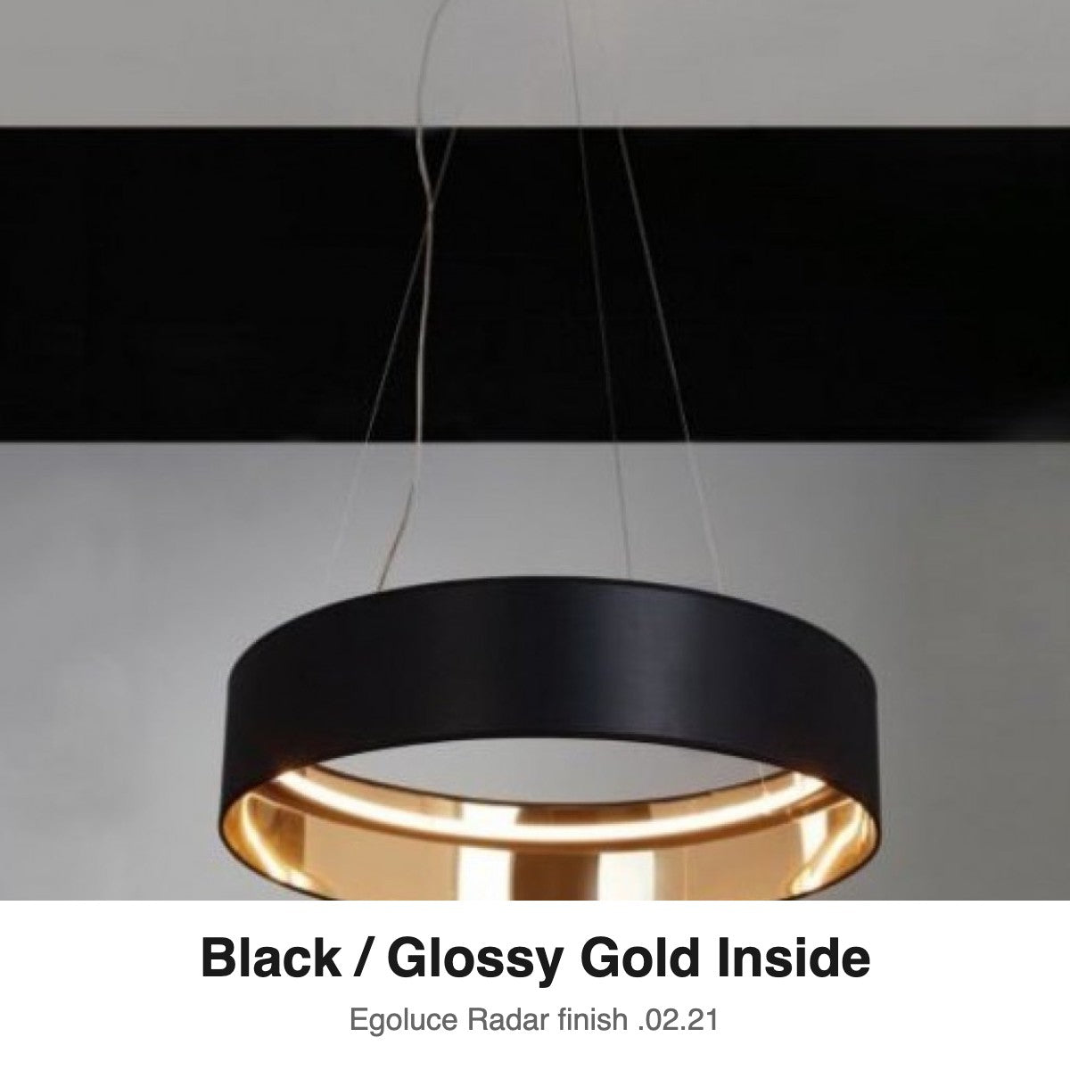 Egoluce Radar finish swatch: Black / Glossy Gold Inside (.02.21)