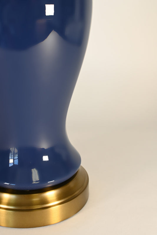 Modern Lantern Elijah cordless lamp in Midnight Blue on Antique Brass