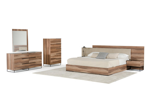 Nova Domus Matteo Italian Modern Walnut and Fabric Bedroom Set