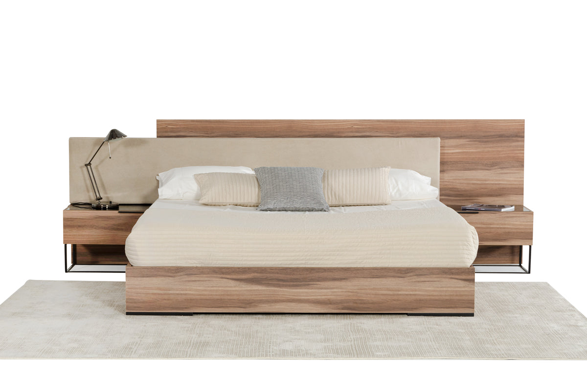 Nova Domus Matteo Italian Modern Walnut and Fabric Bedroom Set