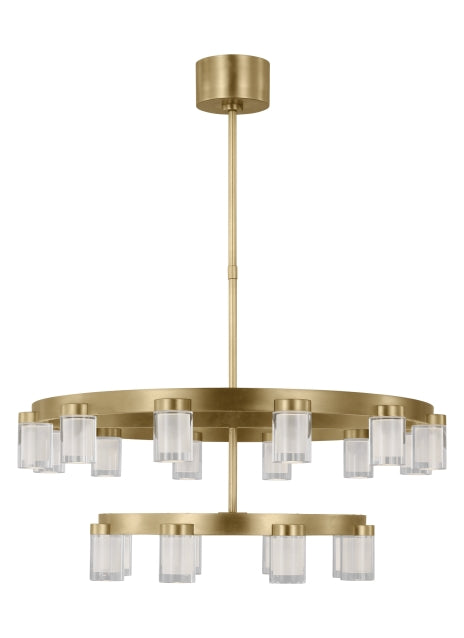 Esfera Two Tier Medium Chandelier Natural Brass by Visual Comfort