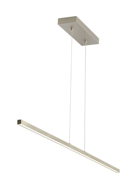 Long 50-inch Linear Suspension Light Aged Brass Satin Nickel by Visual & Comfort & Co