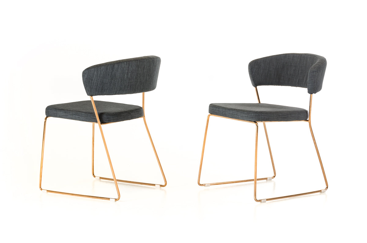 Ashland Modern Grey and Rosegold Dining Chair Set of 2