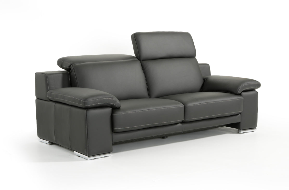 Lamod Italia Evergreen Modern Black Italian Leather Sofa Set