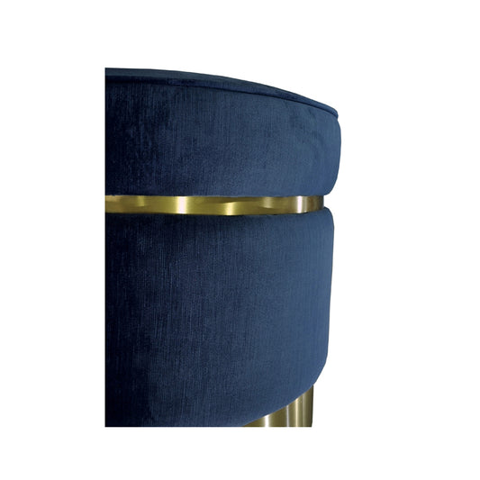 Divani Casa Tenaya Modern Blue Velvet and Gold Ottoman