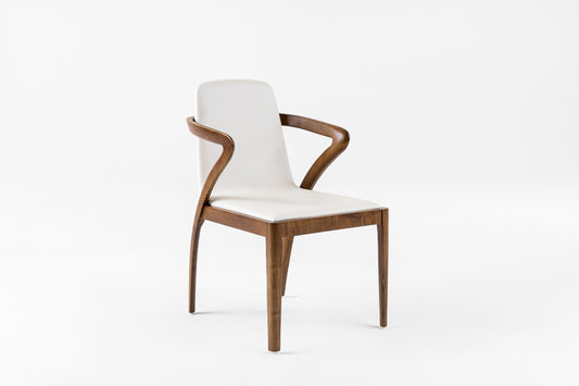 Modrest Falcon Mid-Century Walnut and Cream Dining Chair