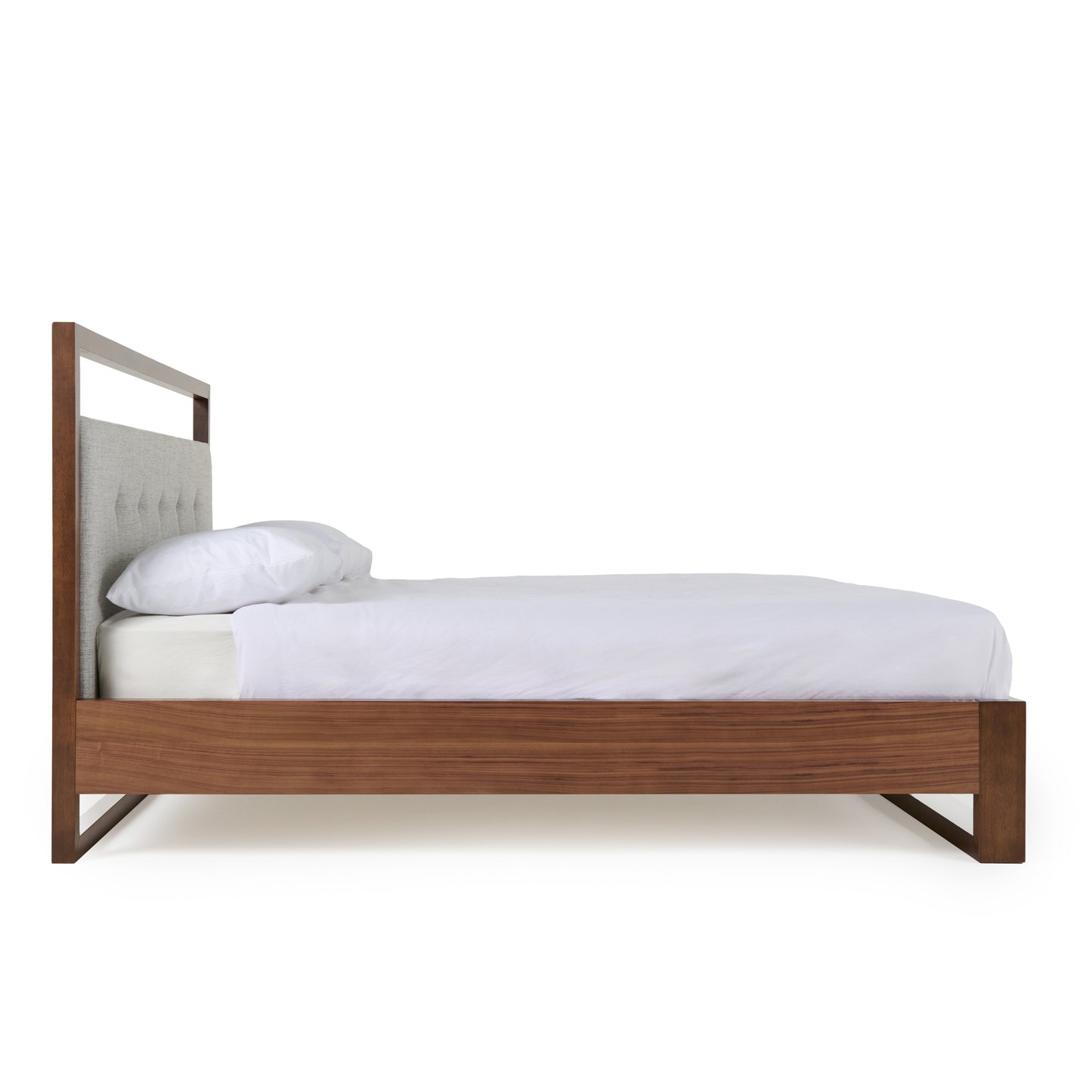California King Nova Domus Falcor Modern Grey Fabric and Walnut Veneer Bed