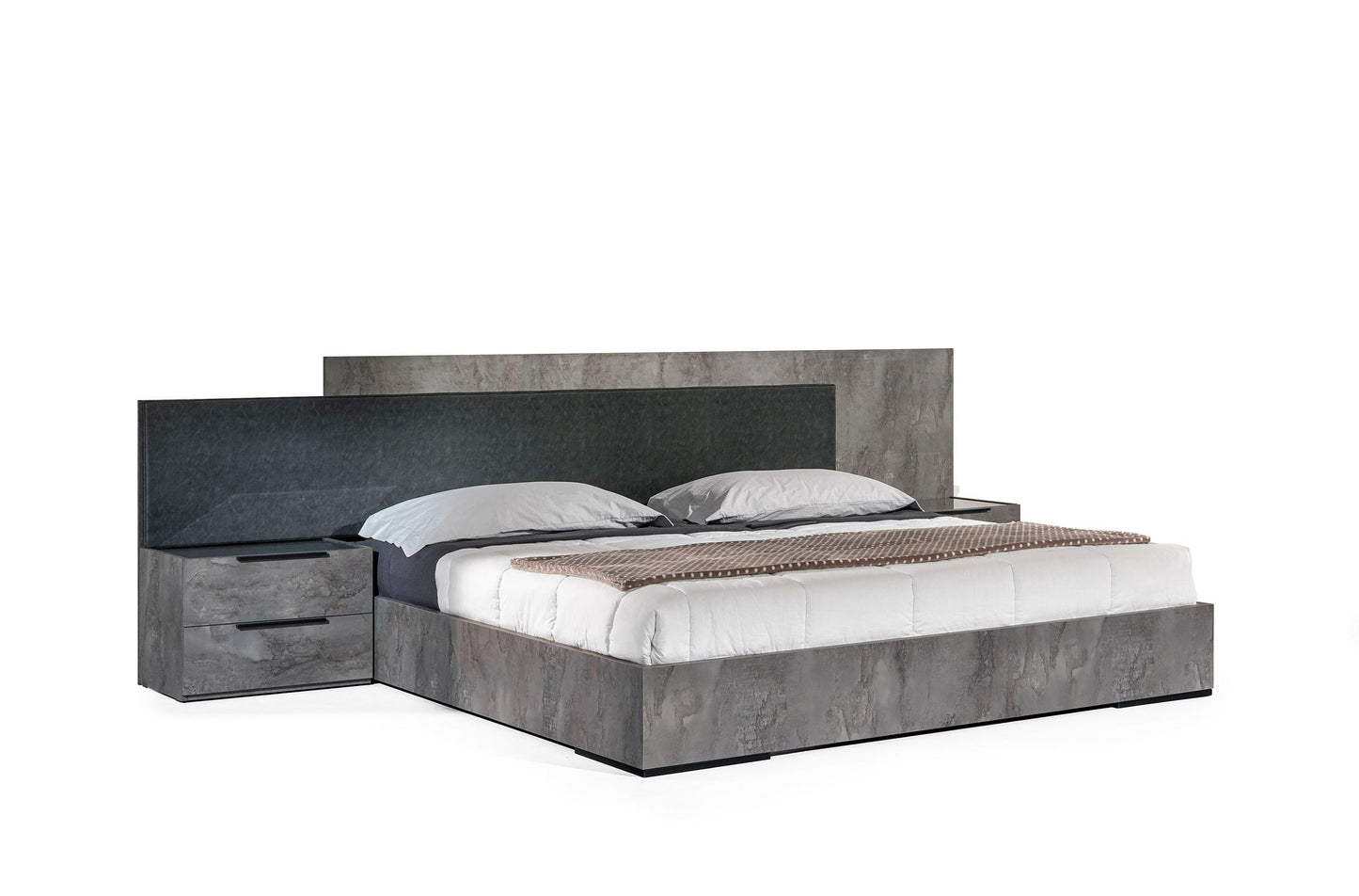 Queen Nova Domus Ferrara Modern Volcano Oxide Grey Bed