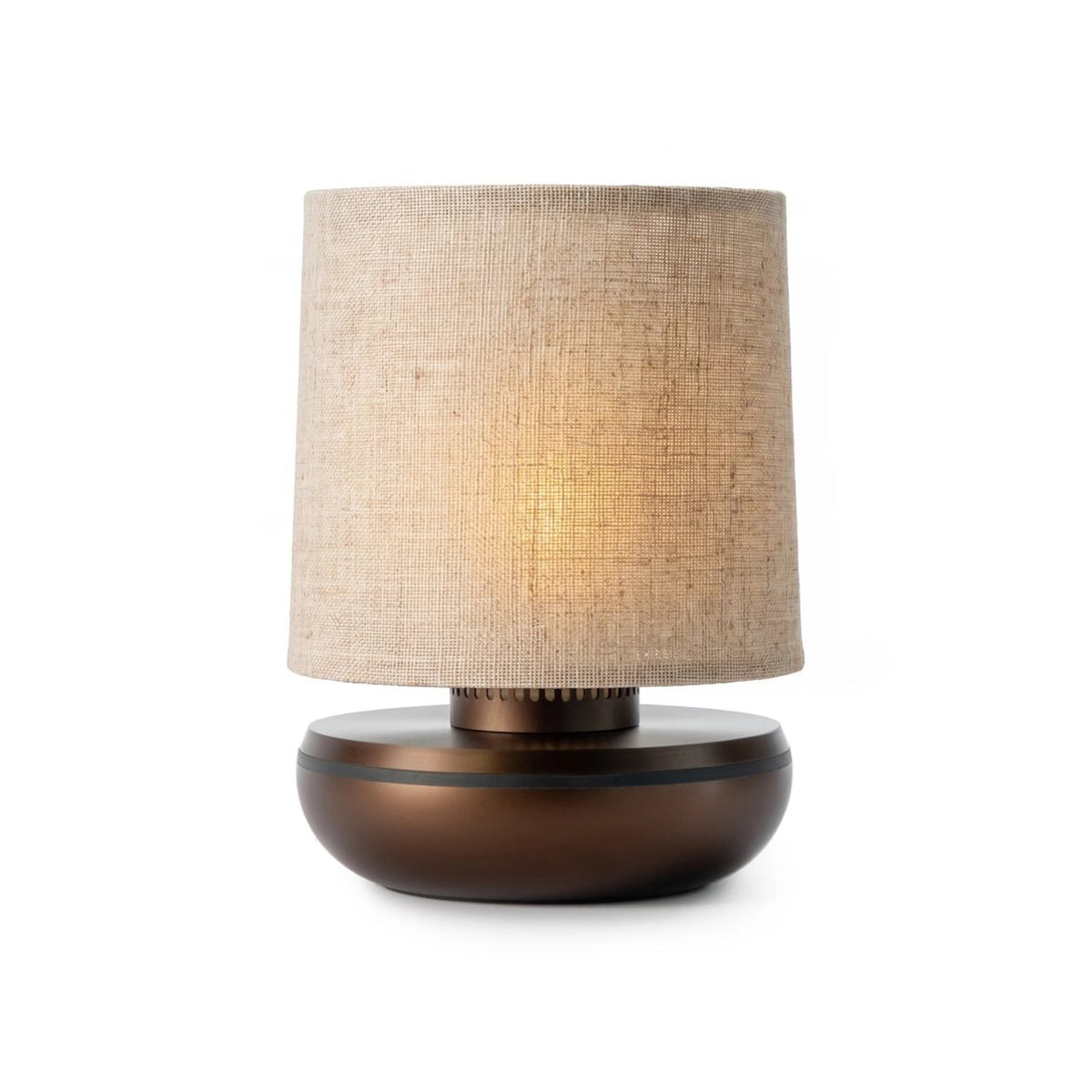Humble Firefly V2 Cordless Table Lamp by Humble, Bronze with Beige Linen Shade (image 1)
