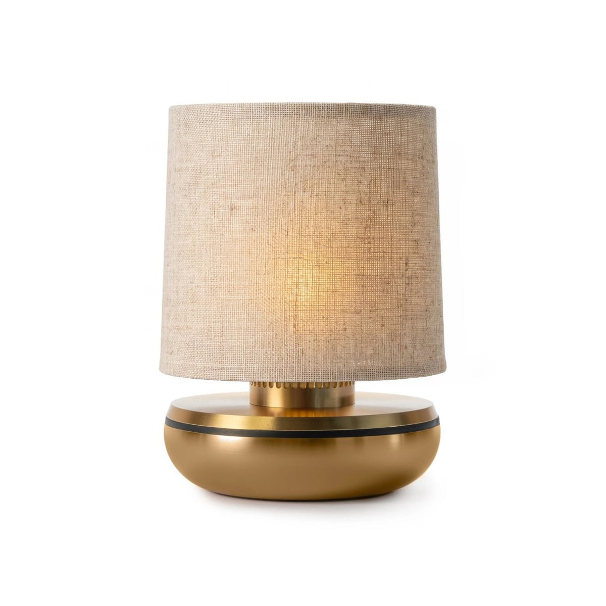 Humble Firefly V2 Cordless Table Lamp by Humble, Gold with Beige Linen Shade (image 2)