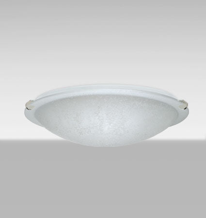Besa Trio 12 – Stucco glass, lit, angled view, shown with polished nickel clips