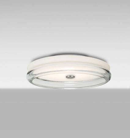Besa Topper 12 Opal/Clear glass lit, angled view