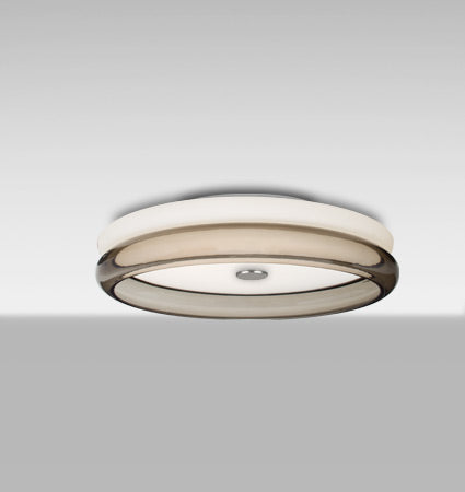 Besa Topper 12 Opal/Smoke glass lit, angled view
