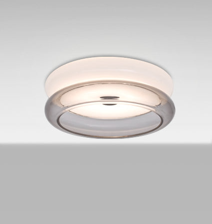 Besa Topper 8 Opal Glossy/Smoke glass lit, angled view