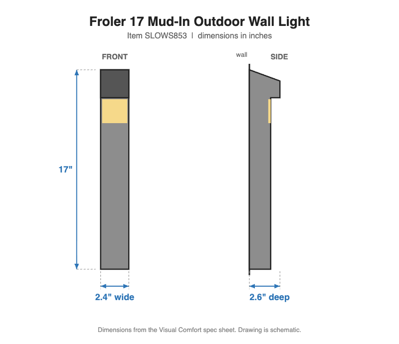 Visual Comfort Froler 17 Mud-In Outdoor Wall Light – view 3