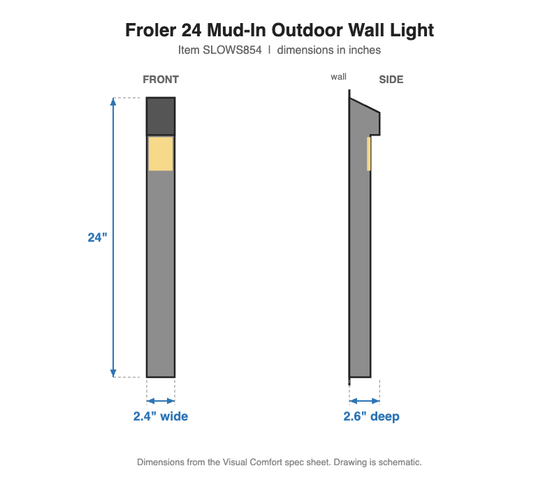 Visual Comfort Froler 24 Mud-In Outdoor Wall Light – view 3
