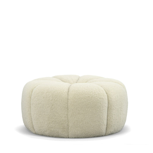 Divani Casa Gadson Contemporary White Sherpa Ottoman