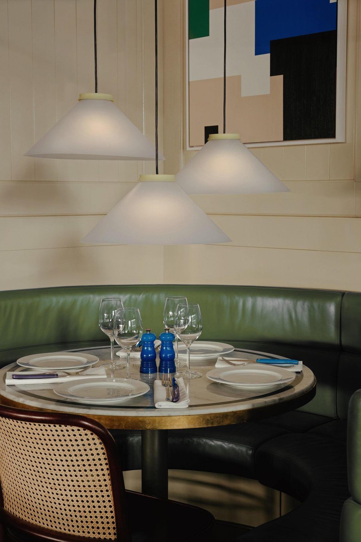 Pholc Aline cone pendant light by Afteroom – Aline 40 (15.7 in) Chamomile, styled in a room (2)