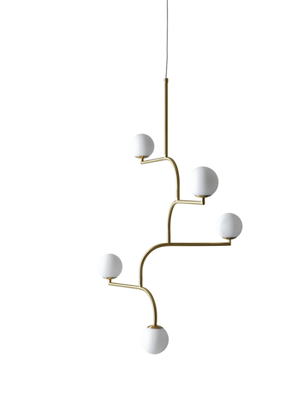 Pholc Mobil chandelier by Monika Mulder – Mobil 100 (5 lights) Brass and Opal, product view