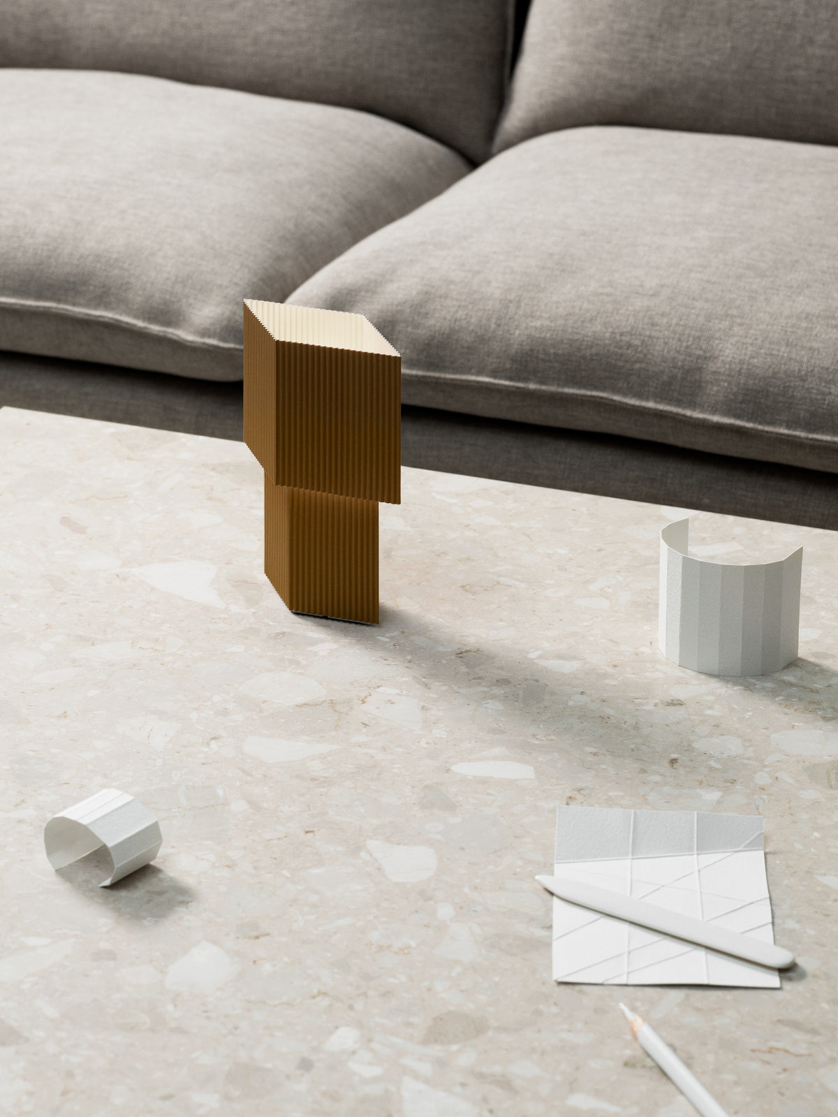 Pholc Romb rechargeable table lamp by Broberg & Ridderstråle – Cumin, styled in a room