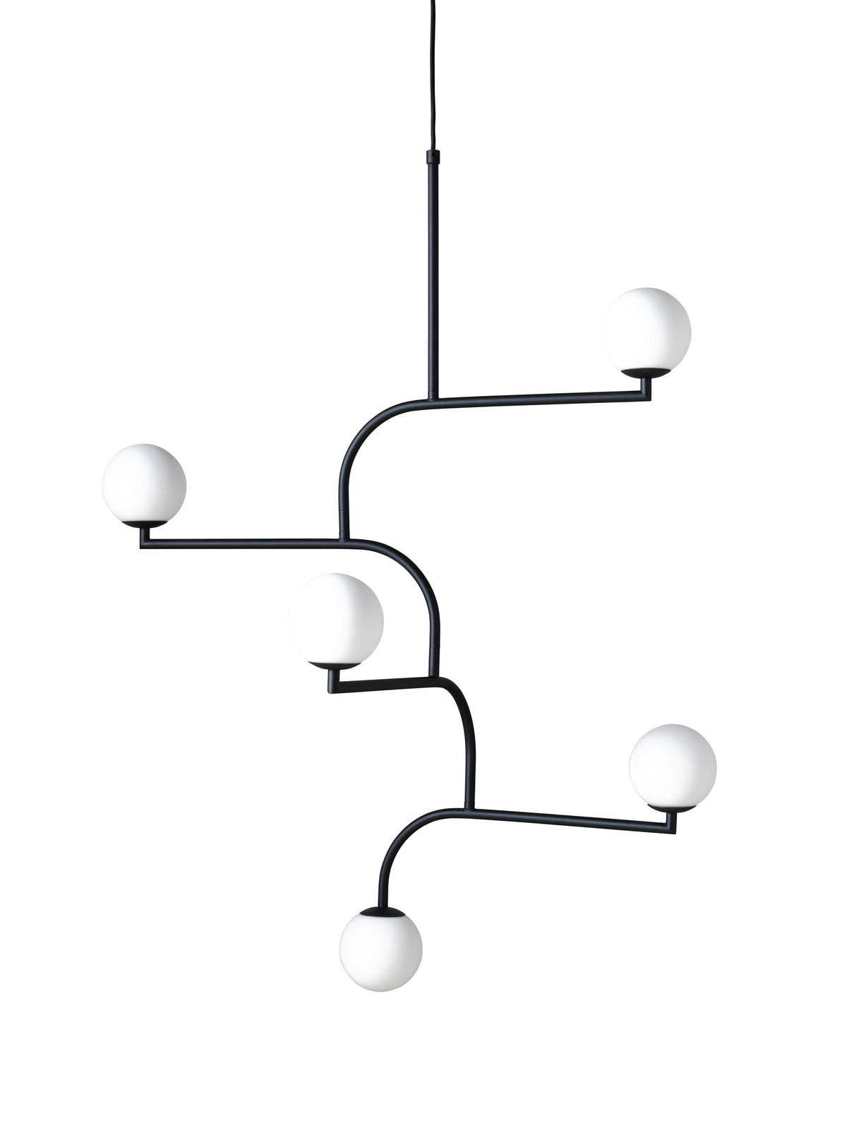 Pholc Mobil chandelier by Monika Mulder – Mobil 100 (5 lights) Black and Opal, product view