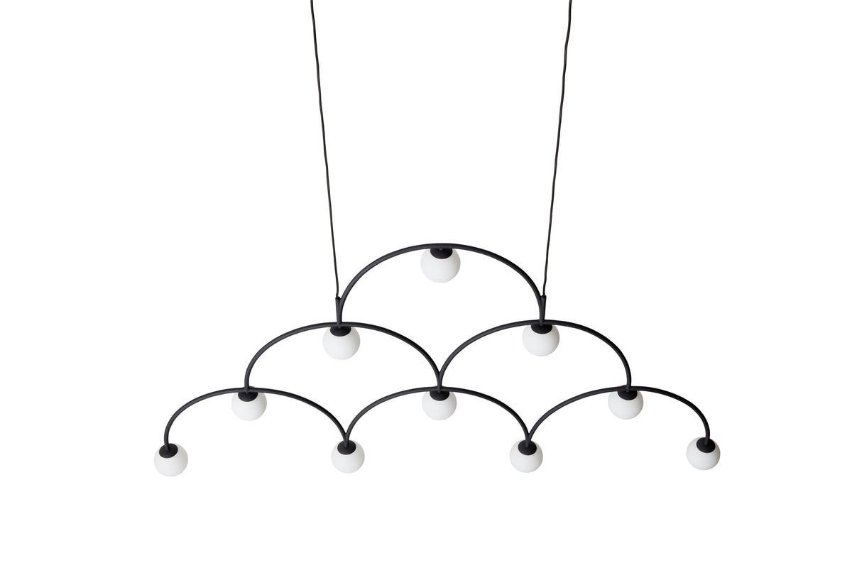 Pholc Bounce chandelier by Monika Mulder – Bounce 169 (66.5 in, 10 lights), product view (2)