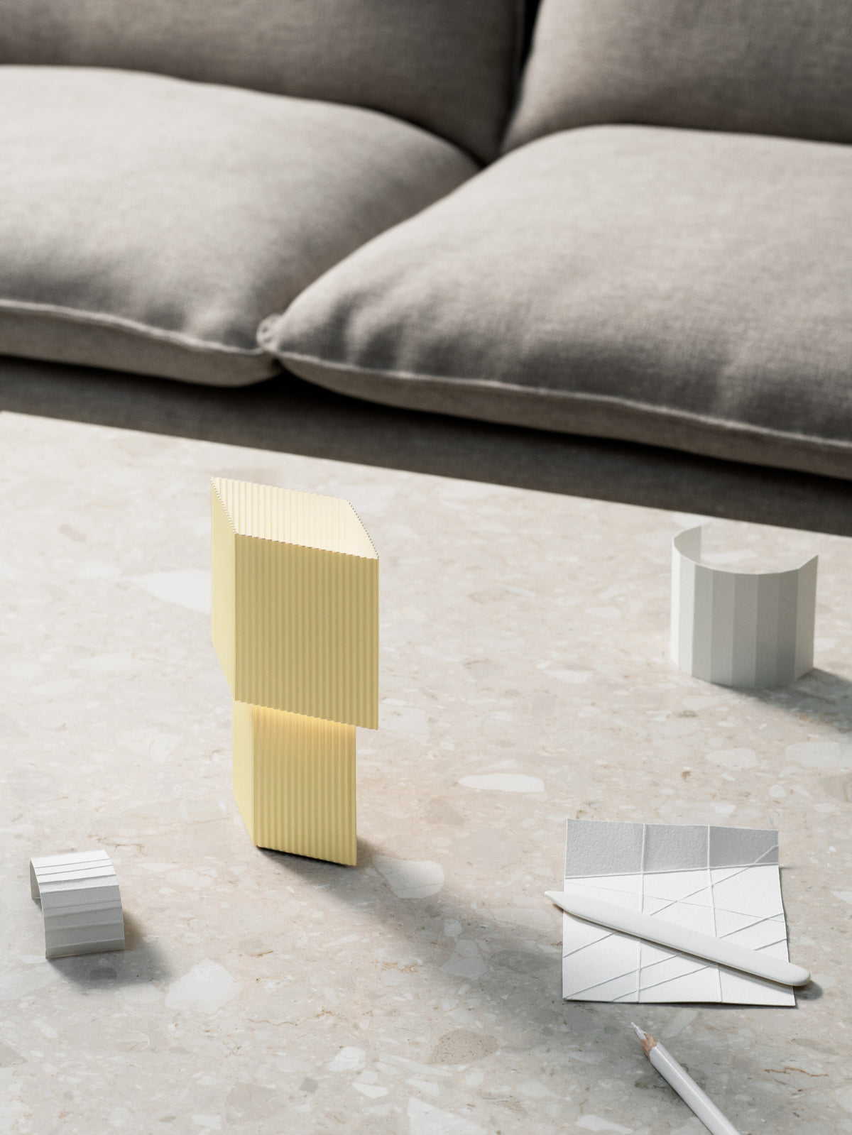 Pholc Romb rechargeable table lamp by Broberg & Ridderstråle – Vanilla, styled in a room