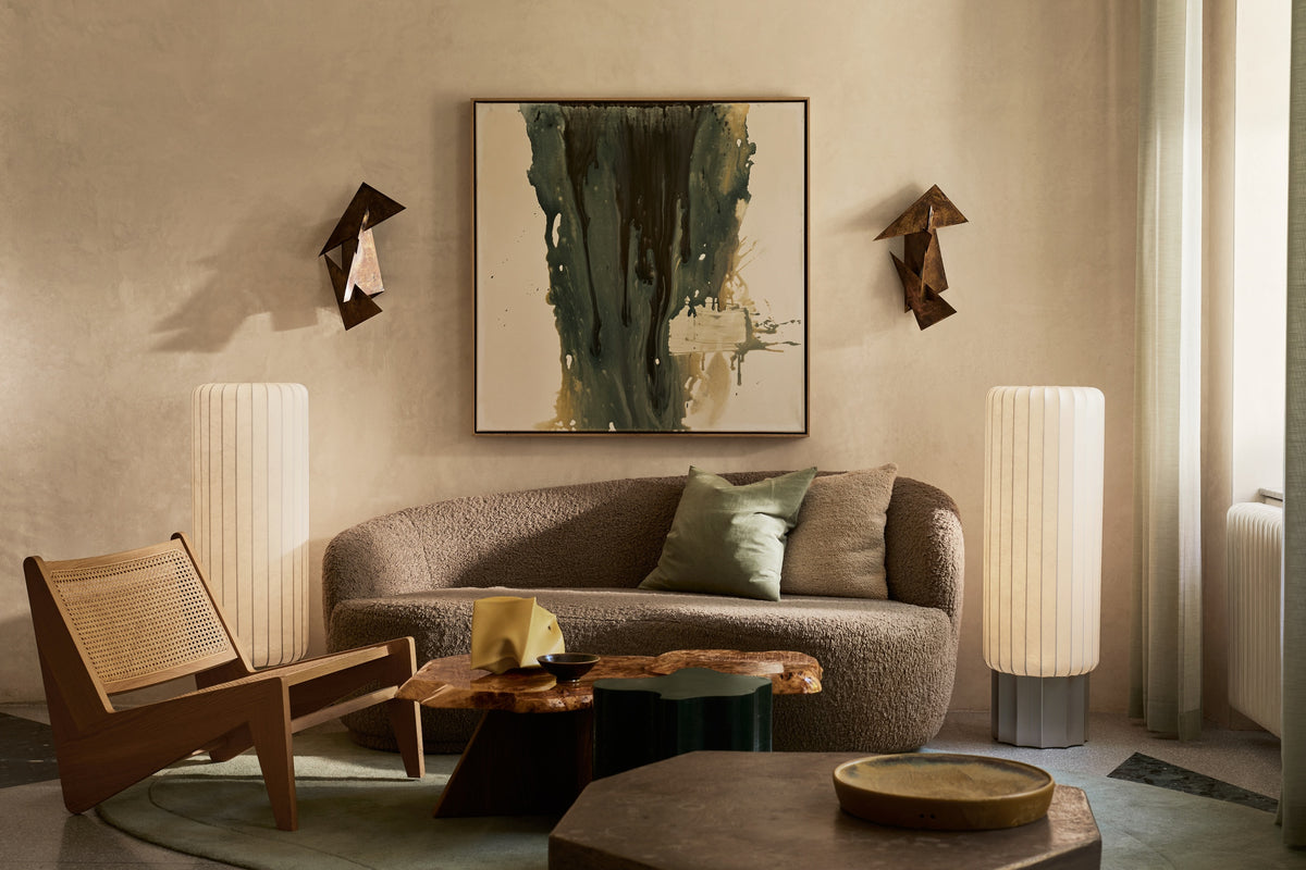 Pholc Meter cocoon floor lamp by Maria Bruun and Anne Dorthe Vester – One Meter (39.4 in), styled in a room (2)