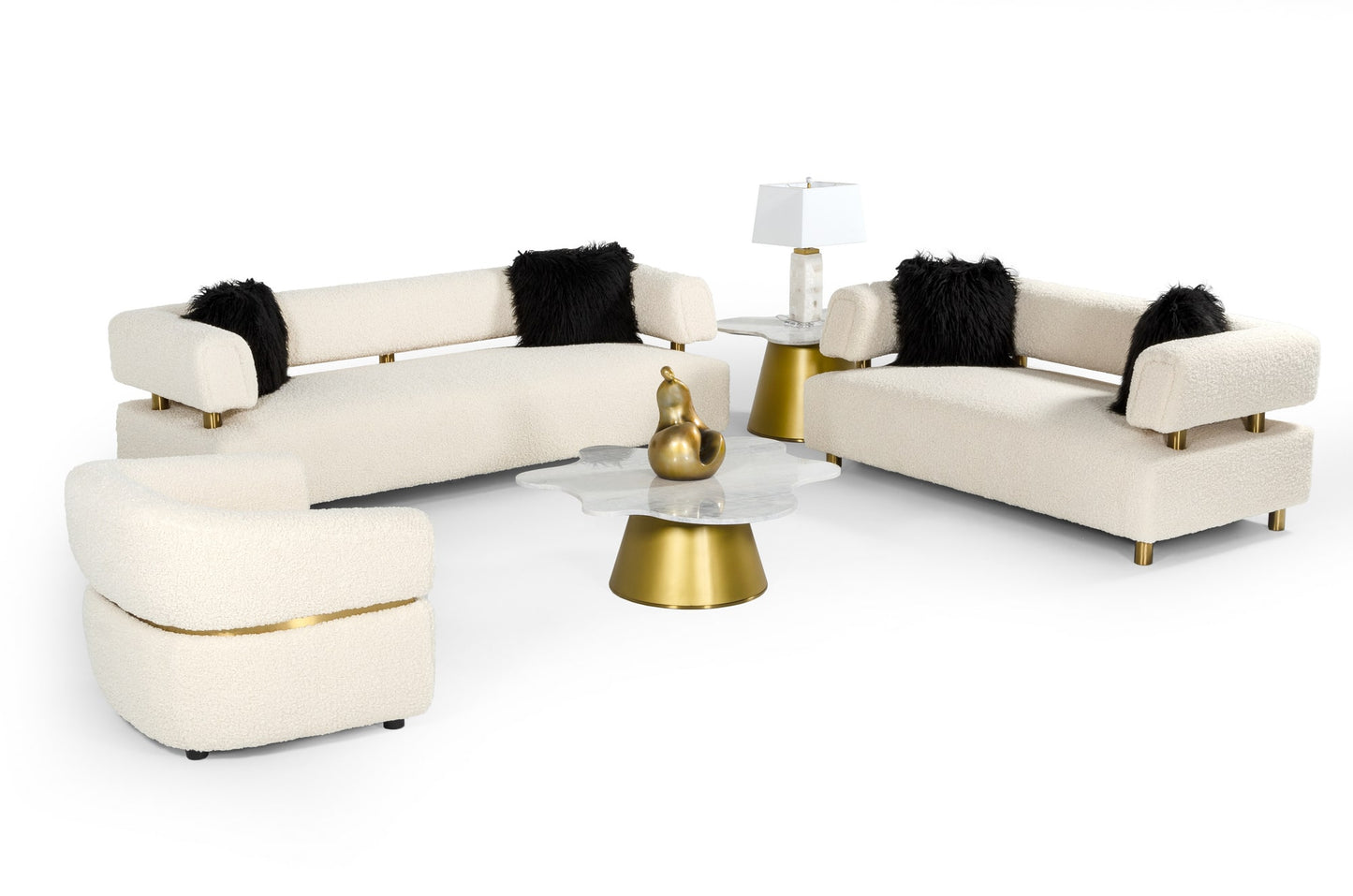 Divani Casa Gannet Glam Beige Fabric Sofa