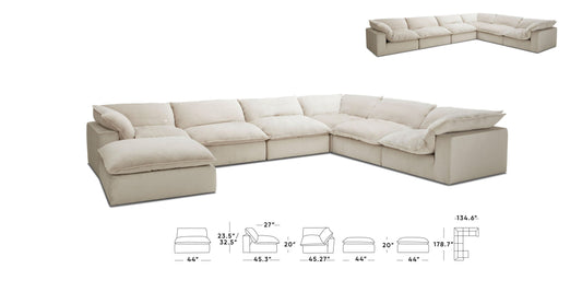 Divani Casa Garman Modern Light Grey U Shaped Sectional Sofa