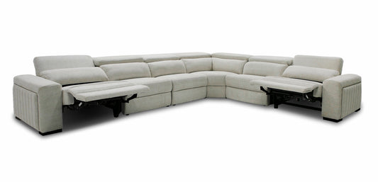 Divani Casa Gering Modern Beige Fabric Sectional With 2 Power Recliners