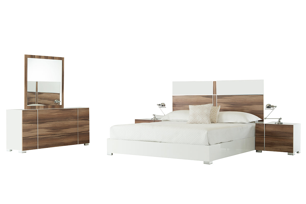 Nova Domus Giovanna Italian Mid-Century White and Cherry Bed