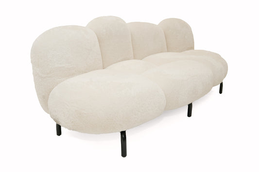 Divani Casa Glaster Contemporary White Sherpa 88-inch Bubble Sofa