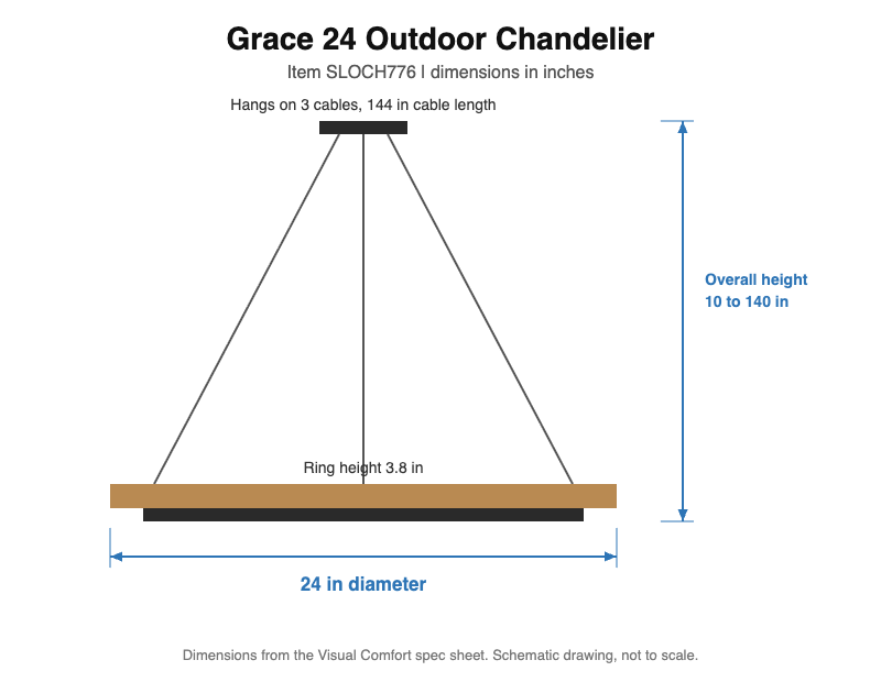 Visual Comfort Grace 24 Outdoor Chandelier – view 5
