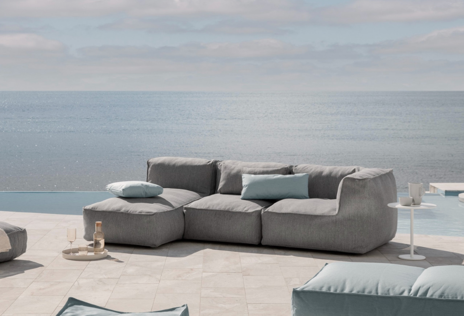 blomus Grow Single Chaise Sectional Outdoor Patio Lounger Double Cloud Color