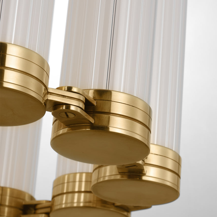 Avroko Alo Medium LED Fluted Glass Pendant Light Brass by Visual & Comfort & Co