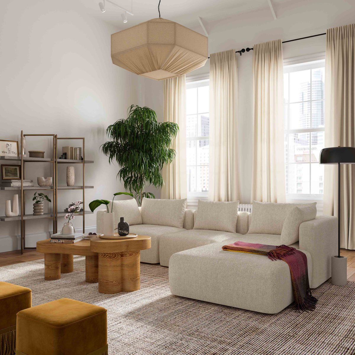 Hangover Cream Contract-Grade Textured Fabric 4-Piece Modular Sectional by TOV Furniture – photo 2 of 4