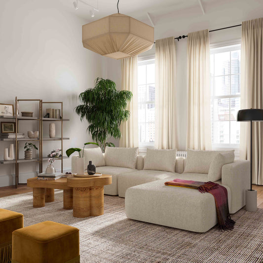 Hangover Cream Contract-Grade Textured Fabric 4-Piece Modular Sectional by TOV Furniture – photo 2 of 4