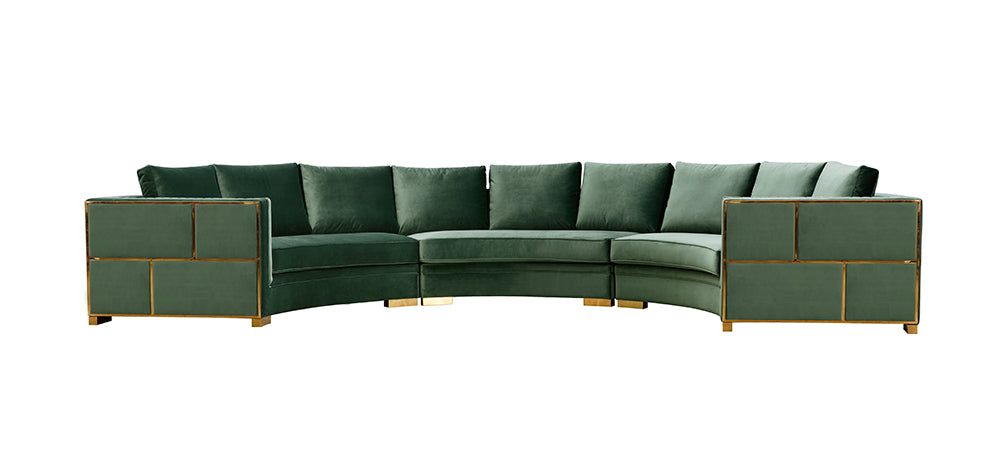 Divani Casa Ritner Modern Green Velvet Curved Sectional Sofa