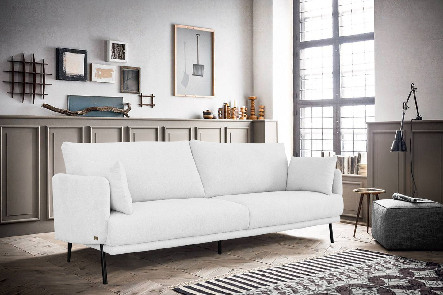 Divani Casa Higgins Modern White Fabric Sofa