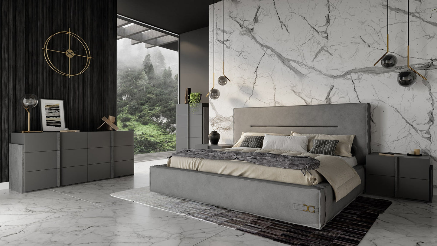 Lamod Italia Hollywood Italian Contemporary Grey Leather Bed