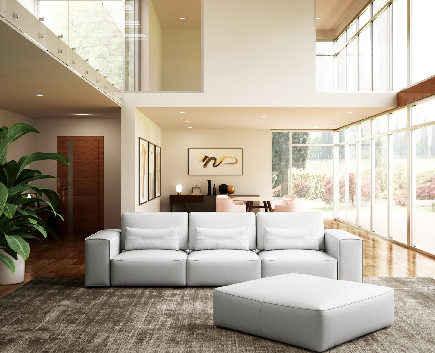 Lamod Italia Hollywood Italian White Leather Sofa