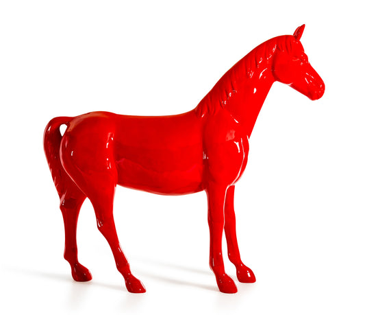 Modrest Red Full Size Horse Sculpture