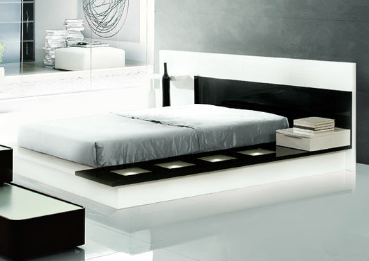 Impera Modern Black and White Lacquer Walk-on Platform Bed